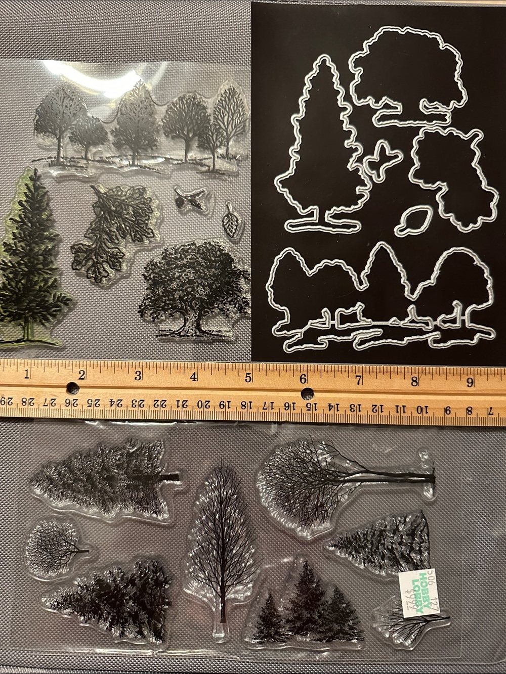 Tree and Foliage Clear Stamp and Die Set. Additional stamp tree assortment